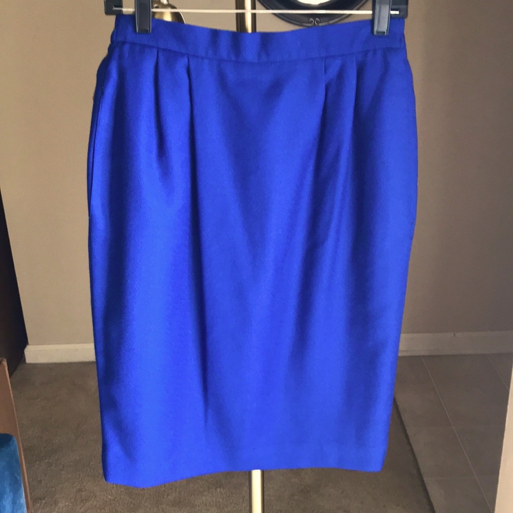 Wool Pencil Skirt 8 Blue